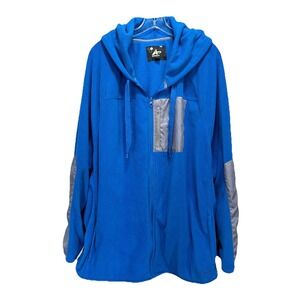 Athletech Blue/Gray Fleece Hooded Zip Up Jacket Size 2XL Logo